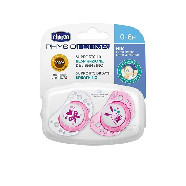 CHICCO 2 Sucettes Rose Physioforma 0-6 M